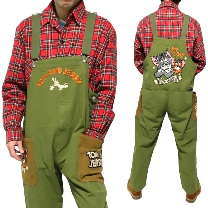 トムとジェリー オーバーオール 刺繍 メンズ/レディース/ユニセックス TOM & JERRY キャラクター ブラック/オリーブ サイズM-L-XL TJN-2609 ネバーマインド | メンズセレクト | 13