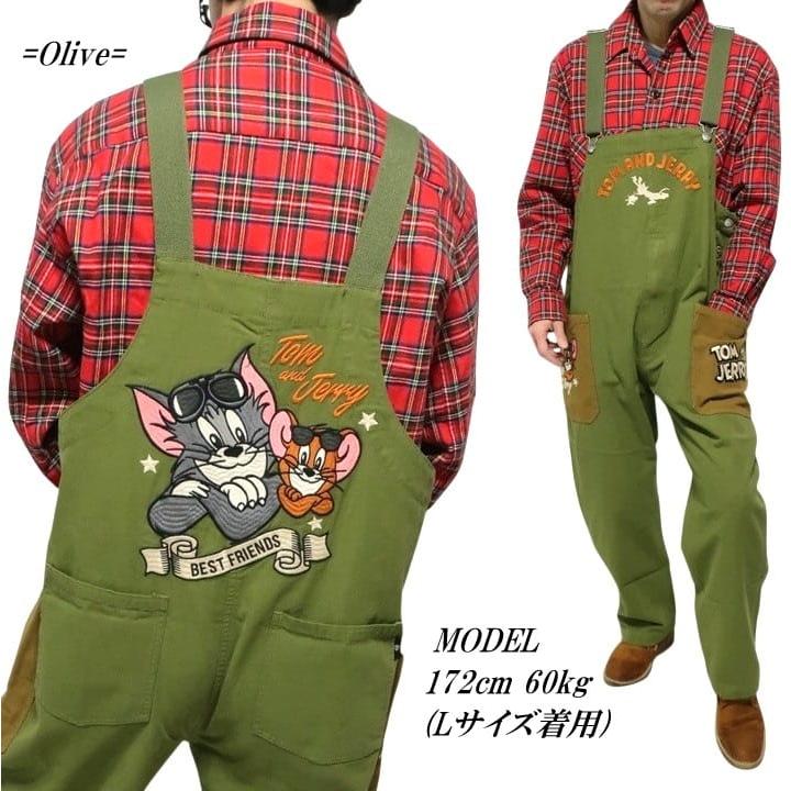 トムとジェリー オーバーオール 刺繍 メンズ/レディース/ユニセックス TOM & JERRY キャラクター ブラック/オリーブ サイズM-L-XL TJN-2609 ネバーマインド | メンズセレクト | 14