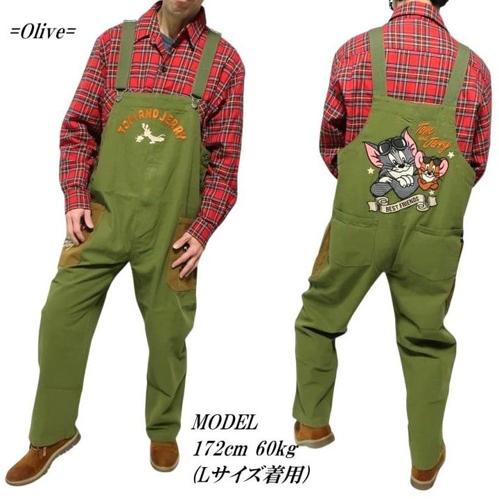 トムとジェリー オーバーオール 刺繍 メンズ/レディース/ユニセックス TOM & JERRY キャラクター ブラック/オリーブ サイズM-L-XL TJN-2609 ネバーマインド | メンズセレクト | 15
