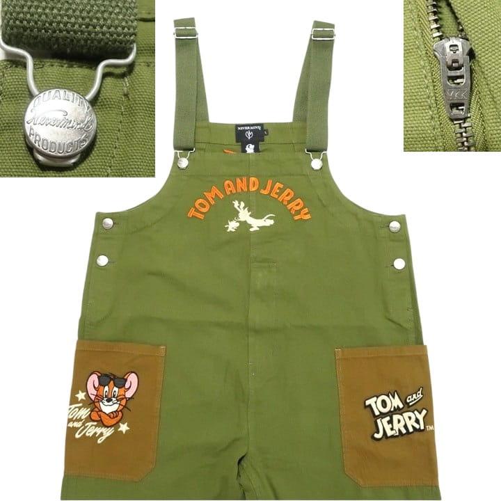 トムとジェリー オーバーオール 刺繍 メンズ/レディース/ユニセックス TOM & JERRY キャラクター ブラック/オリーブ サイズM-L-XL TJN-2609 ネバーマインド | メンズセレクト | 19