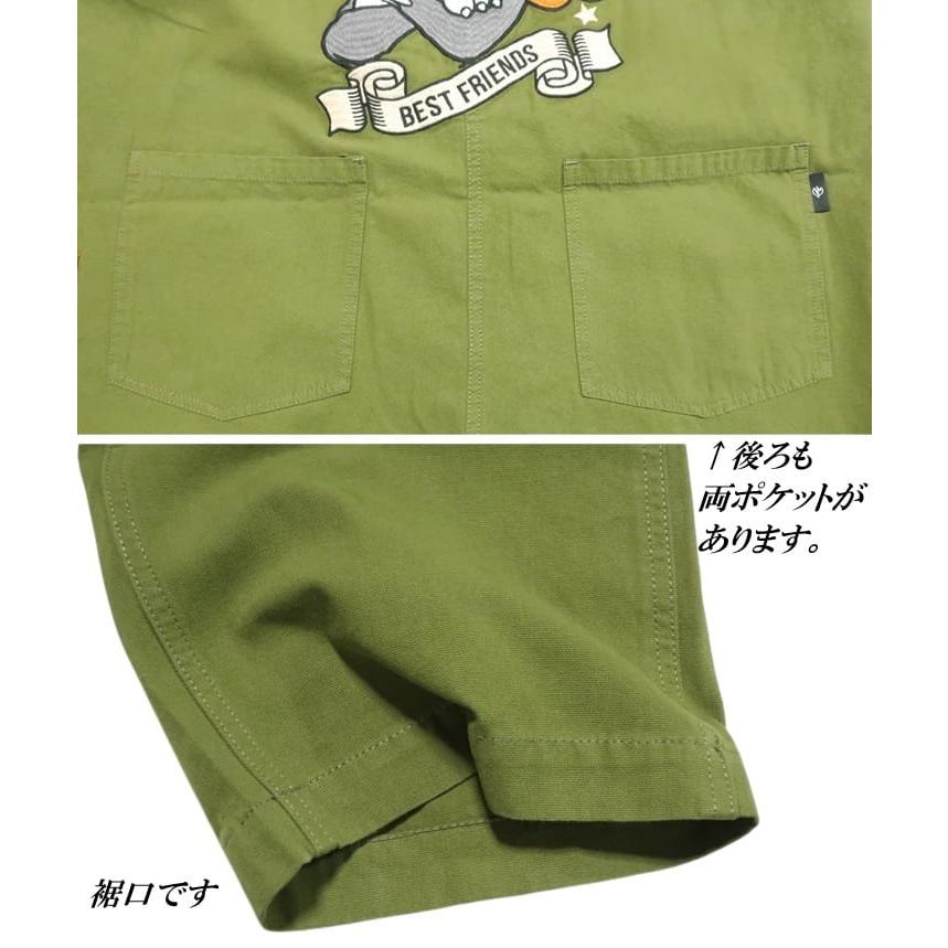 トムとジェリー オーバーオール 刺繍 メンズ/レディース/ユニセックス TOM & JERRY キャラクター ブラック/オリーブ サイズM-L-XL TJN-2609 ネバーマインド | メンズセレクト | 22