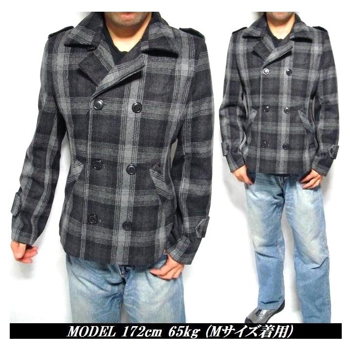 メンズセレクト Pコート ジャケット メンズ チェック ピーコート