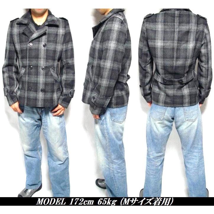 メンズセレクト Pコート ジャケット メンズ チェック ピーコート