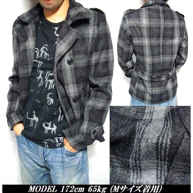 メンズセレクト Pコート ジャケット メンズ チェック ピーコート