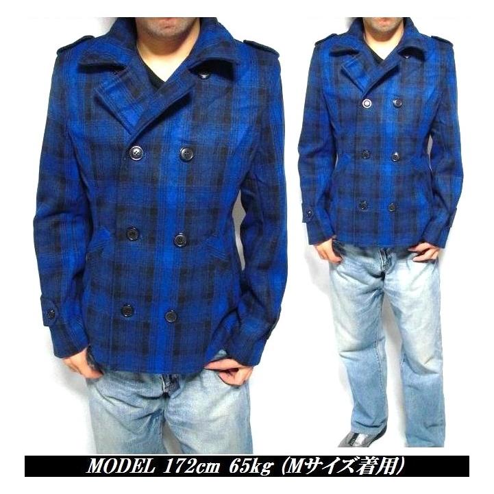 あんころ　　ウール　ノバチェック　ピーコート メンズセレクト Pコート ジャケット メンズ チェック ピーコート