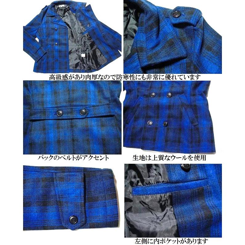 メンズセレクト Pコート ジャケット メンズ チェック ピーコート