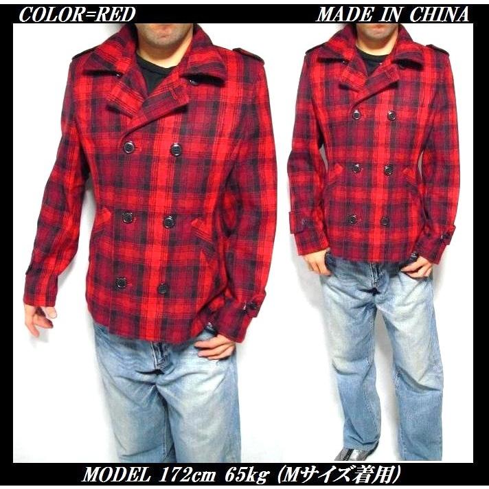 メンズセレクト Pコート ジャケット メンズ チェック ピーコート