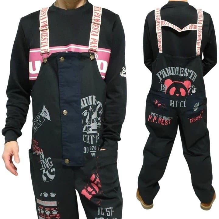 新品【パンディエスタ】ミリタリー ツイル サロペット デッキパンツ☆XL程度 PANDIESTA（パンディエスタ） オーバーオール パンダ ヨットクラブ