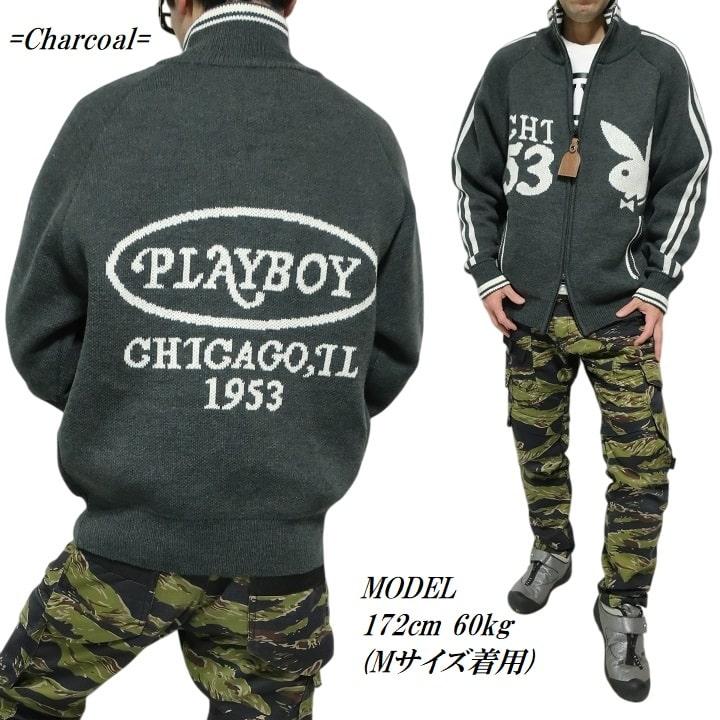 PLAYBOY プレイボーイ M サイズ ニット フルジップ PLAYBOY（プレイボーイ） ニット/ジャケット ジップアップ メンズ