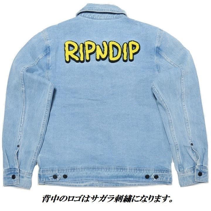 RIPNDIP Gジャン/デニムジャケット メンズ 猫/キャット かわいい RIPNDIP Gジャン/デニムジャケット メンズ 猫/キャット かわいい
