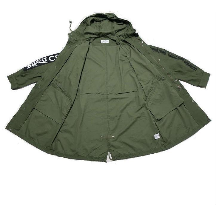 【匿名配送】ミリタリージャケット　モッズコート　 バックポケット　ブラック　L MILITARY モッズコート メンズ ロング デコレーション