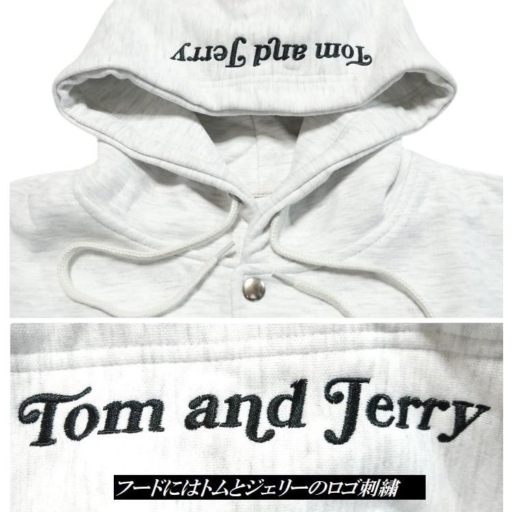 トムとジェリー　刺繍　ワッペン　裏起毛　パーカー　海外　ホワイト トムトジェリー TOM and JERRY Tom and Jerry バックワッペン刺繍