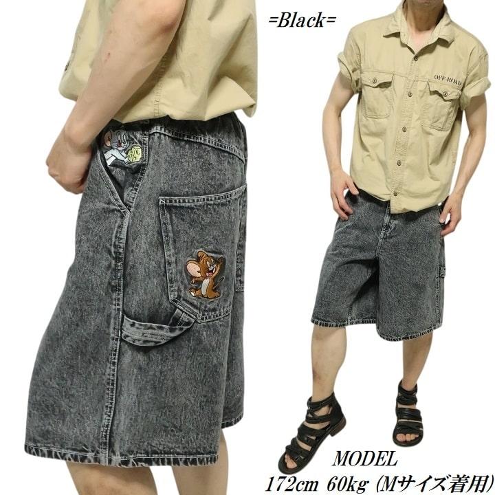 トムとジェリー デニム ハーフパンツ 刺繍 メンズ アニメ 刺繍 オーバーサイズ ショートパンツ TOM & JERRY キャラクター | メンズセレクト | 05