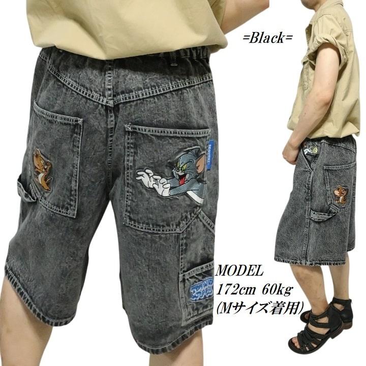 トムとジェリー デニム ハーフパンツ 刺繍 メンズ アニメ 刺繍 オーバーサイズ ショートパンツ TOM & JERRY キャラクター | メンズセレクト | 06