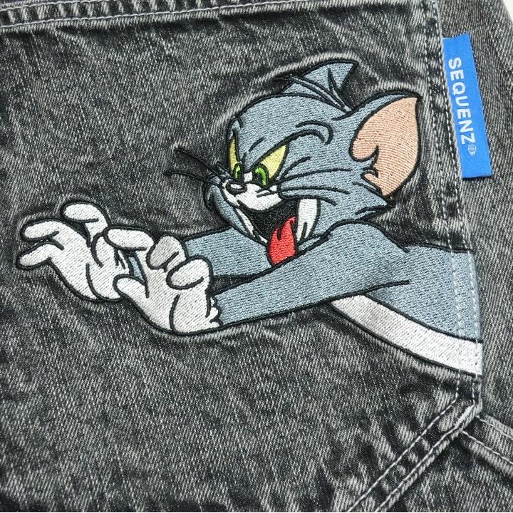トムとジェリー デニム ハーフパンツ 刺繍 メンズ アニメ 刺繍 オーバーサイズ ショートパンツ TOM & JERRY キャラクター | メンズセレクト | 09