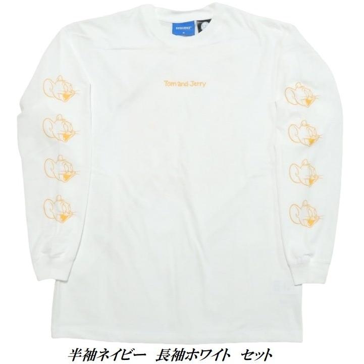 トムとジェリー Tシャツ ロンT セット TOM & JERRY 半袖/長袖/2枚セット メンズ ネイビーXホワイト ホワイトXブラック｜shinkirohjacket｜10