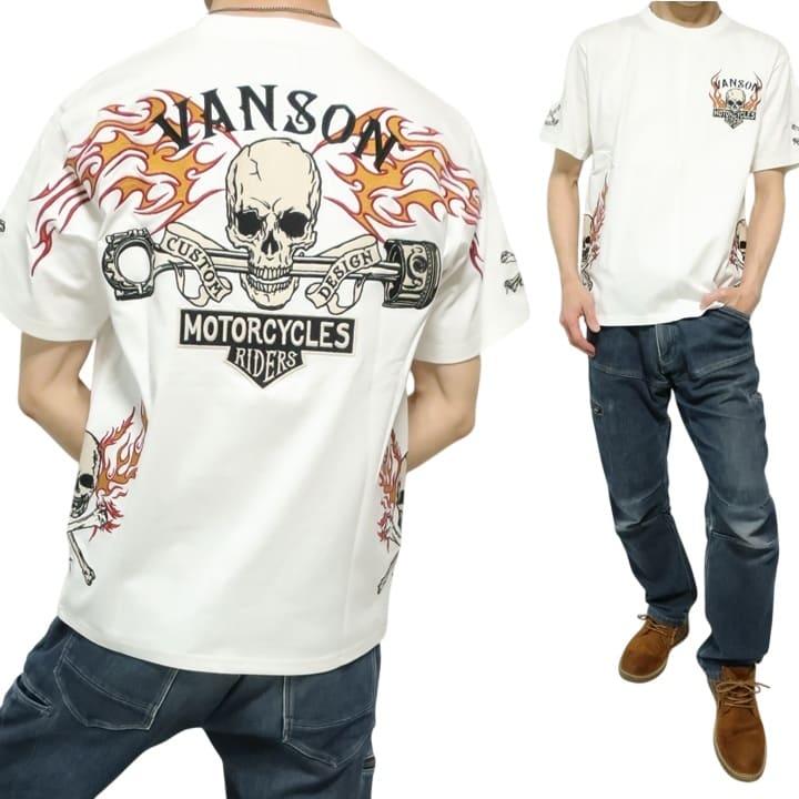 VANSON（バンソン） VANSON Tシャツ メンズ ファイヤー/炎 スカル