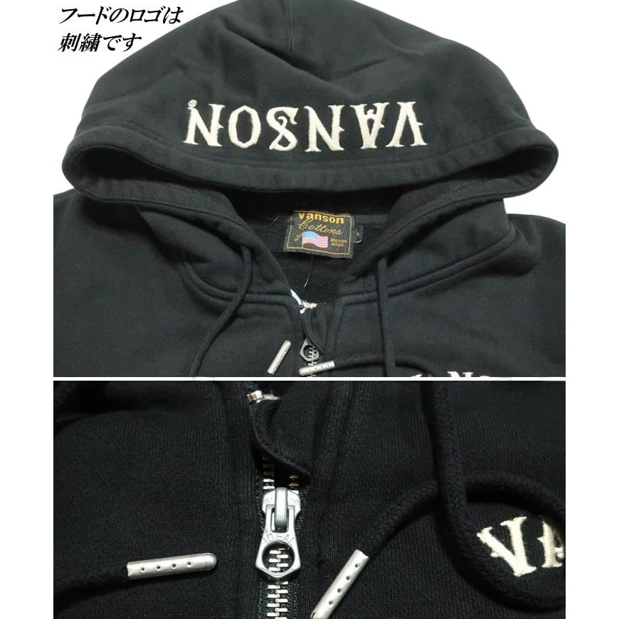 VANSON スカル/ドクロ 中綿生地貼り付け ジップパーカー ジャケット バンソン パーカー NVSZ-2514 ネバーマインド | VANSON | 11