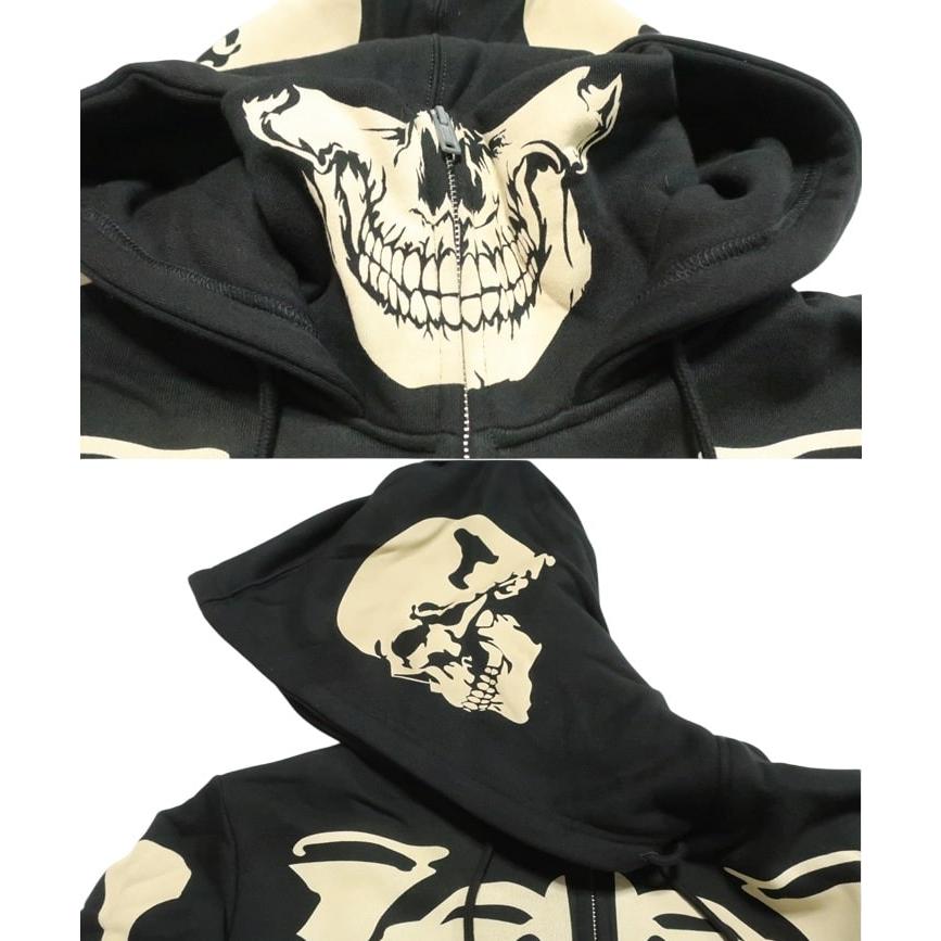 VANSON（バンソン） スカル/ボーン/ドクロ/髑髏 ジップパーカー 指ぬき