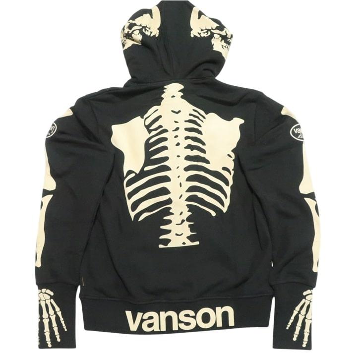 VANSON スカル/ボーン/ドクロ/髑髏 ジップパーカー 指ぬき ジャケット スケルトンボーン バンソン NVSZ-2211 ネバーマインド | VANSON | 13