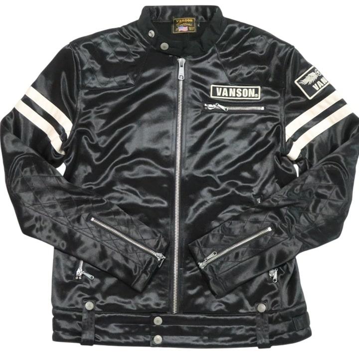 VANSON（バンソン） ライダースジャケット 表サテン/裏フリース