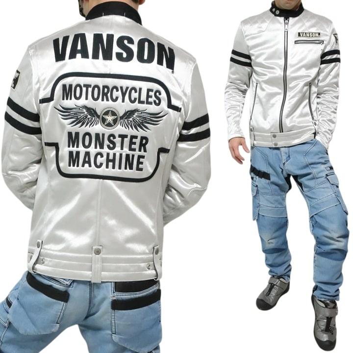 Vanson ライダースジャケットデニムプロテクター付き VANSON（バンソン） ライダースジャケット 表サテン/裏フリース