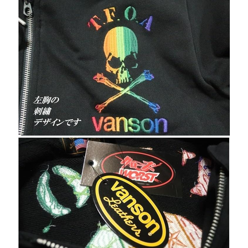 vanson スケルトンデザイン パーカー 赤　半袖　ドクロ VANSON（バンソン） クローズ WORST スカル/ドクロ/髑髏