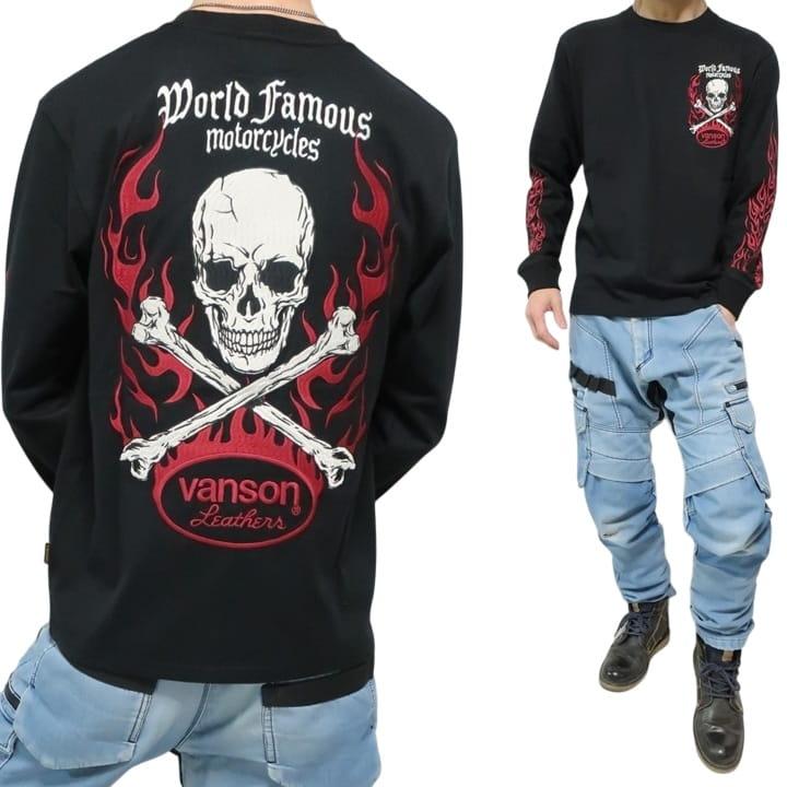 VANSON Tシャツ ロンT バンソン /スカル/炎/ファイヤー 刺繍 ヴァンソン NVLT-2601 ネバーマインド | VANSON | 03
