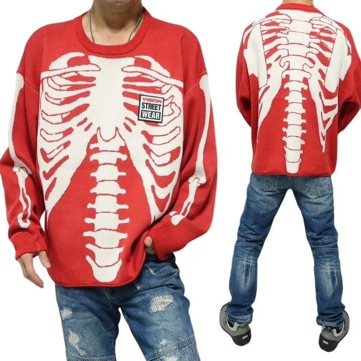 VISION STREET WEAR スカル ニット ボーン ドクロ ヴィジョン VISION STREET WEAR スカル ニット ボーン ドクロ ヴィジョン