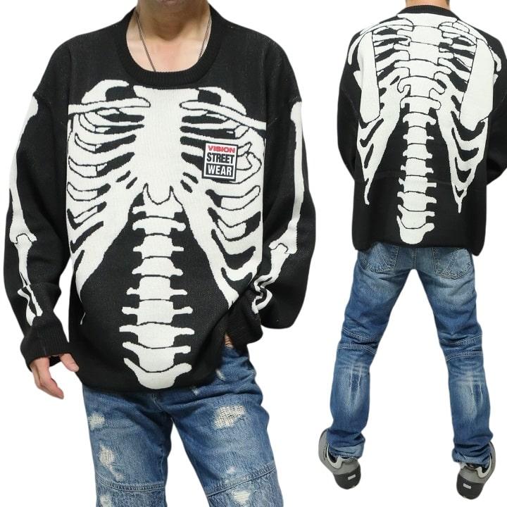 VISION STREET WEAR スカル ニット ボーン ドクロ ヴィジョン VISION STREET WEAR スカル ニット ボーン ドクロ ヴィジョン