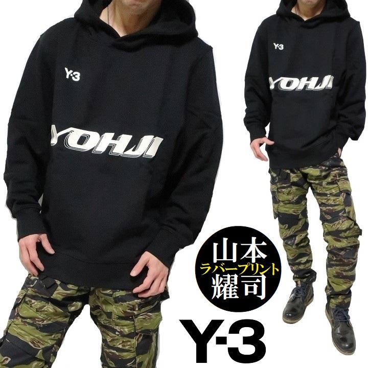 Y-3/ワイスリー パーカー メンズ オーバーサイズ ラバープリント プル