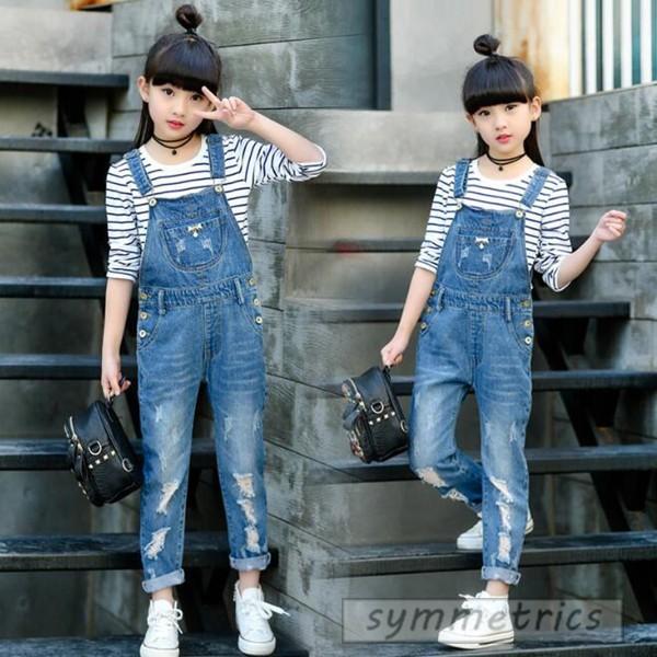 キッズ オーバーオール パンツ カジュアル デニム ロングパンツ デニムサロペット カジュアル ナチュラル キッズ 女の子 サロペット 可愛い おしゃれ