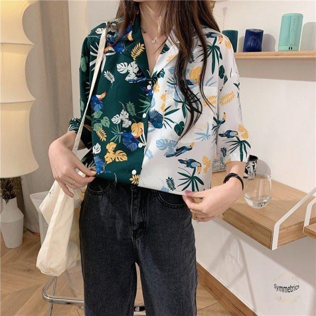 アロハシャツ レディース トップス 半袖 襟付き シャツ 半袖 開襟シャツ ボタニカル柄 バイカラーシャツ 柄シャツ 大きいサイズ 羽織り 個性的 春夏 総柄 Ly3070 Symmetrics 通販 Yahoo ショッピング