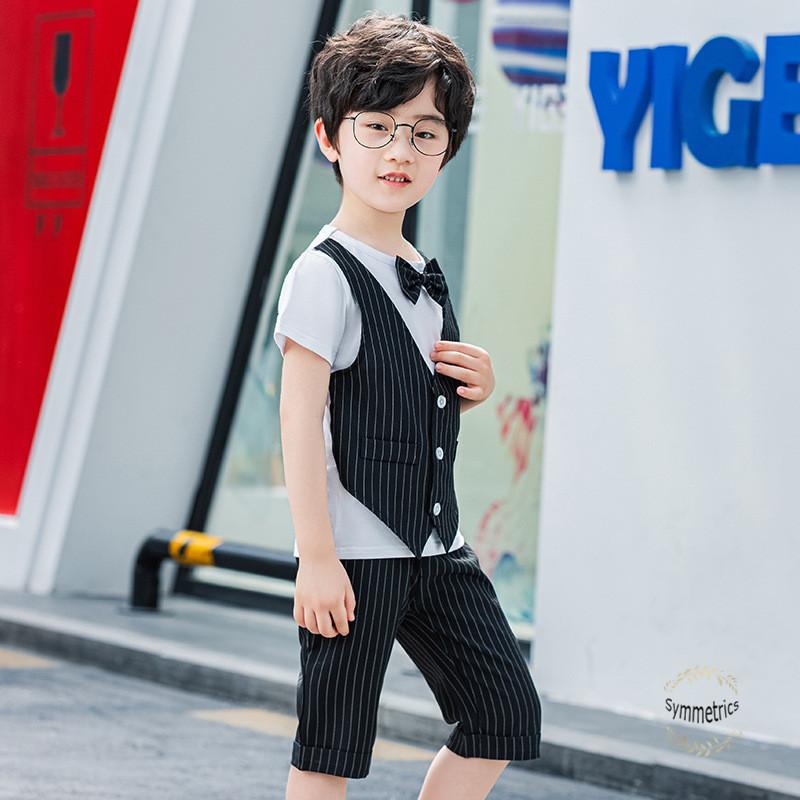 子供 スーツ 男の子 フォーマルスーツ 子供服 夏 キッズ 半袖 シャツ 2点セット ベスト ズボン