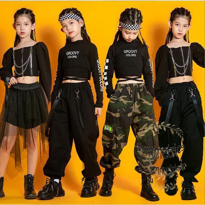国内最安値に挑戦 キッズ ダンス 衣装 ダンス衣装 子供 セットアップ ヒップホップ Hiphop 女の子 半袖 トップス へそ出し パンツ 黒 スカート ステージ衣装 練習着 応援団 体操服 定番から日本未入荷