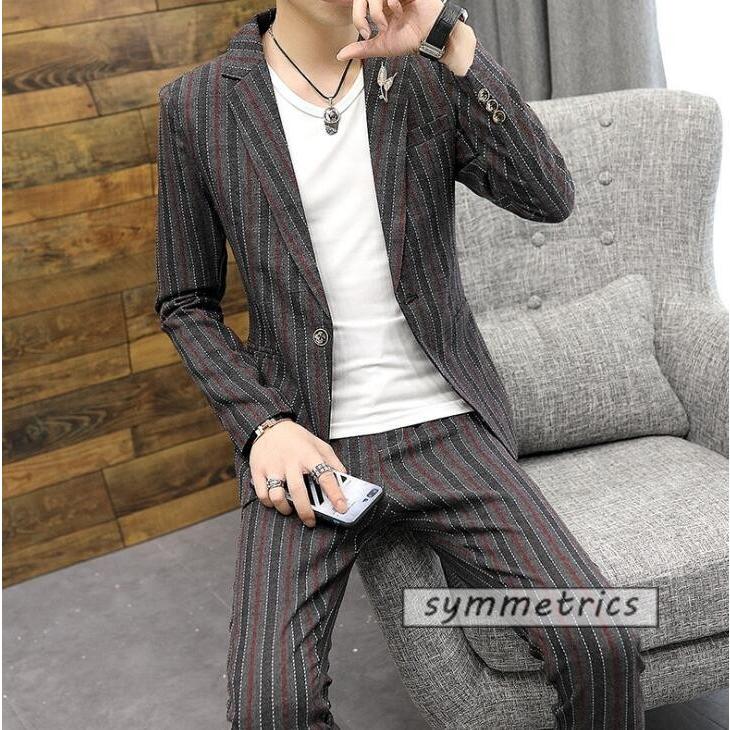 2ピーススーツ メンズ テーラードジャケット カジュアルスーツストライプ ジャケット アウター お洒落 スリム スーツ セットアップ 春新作 Zy417 Symmetrics 通販 Yahoo ショッピング