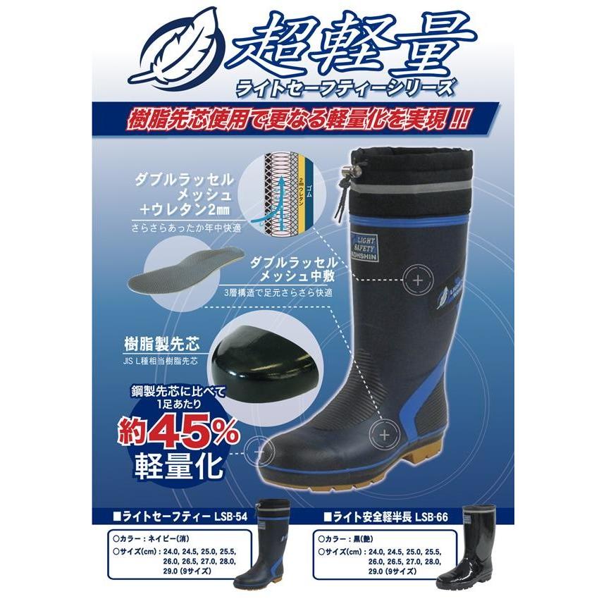 安全長靴 軽量 弘進ゴム ライトセーフティー LSB-54 ネイビー