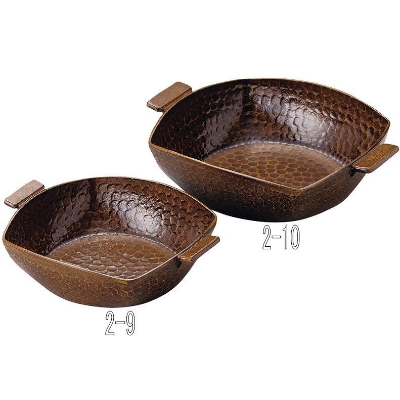 砺波商店　2-9-30188　手付四角槌目鍋(赤アメ釉)20cm　2色鍋/しゃぶしゃぶ鍋/アルミ鍋【鍋　本格的　料亭　和食器　ギフト　お祝い】