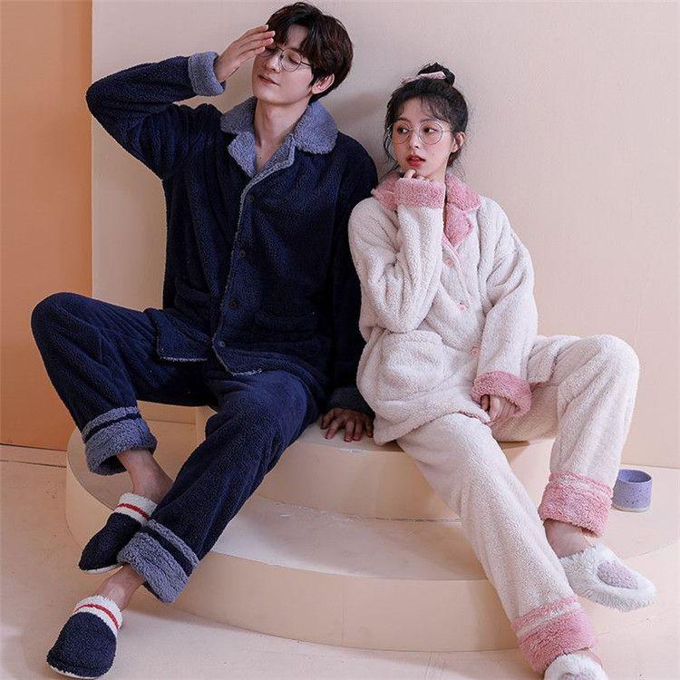 カップルパジャマ レディース メンズ ルームウェア ペアパジャマ ペアルック 部屋着 可愛い 長袖 上下セット 秋冬 ふわふわ フランネル 寝巻き 厚手 暖かい 前開 Ww1026a0927 新日常 通販 Yahoo ショッピング