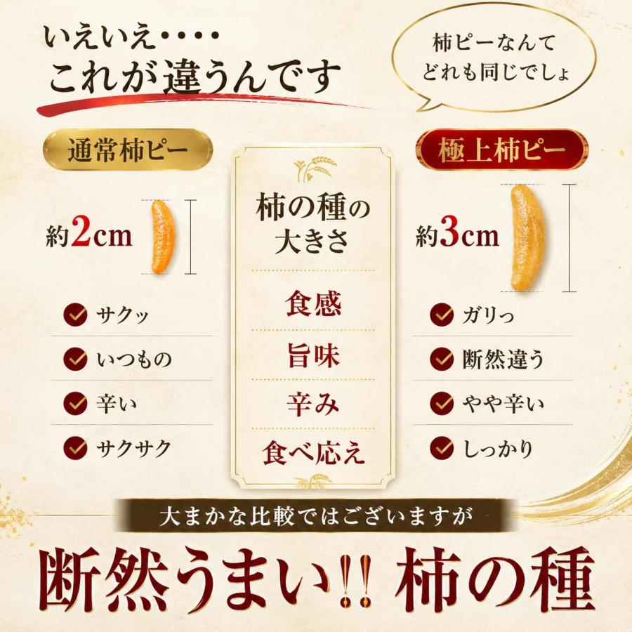 極上 柿ピー もち米100% 国産 柿の種 ピーナッツ 210g 約1.5倍の大きさ