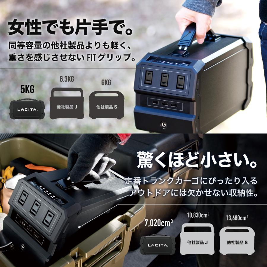 LACITA ポータブル電源 防水規格 カーチャージャー セット 大 LACITA ポータブル電源 防水規格 カーチャージャー セット 大
