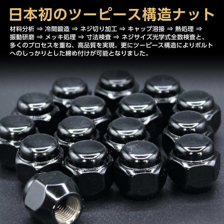 ミツビシ・ミニカ（タイヤナット） ホイールナット 袋ナット ブラック 非貫通 M12 P1.5 21mm 16個入