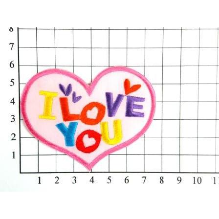 アイロンワッペン ワッペン キュート・ハート 刺繍ワッペン I LOVE YOU