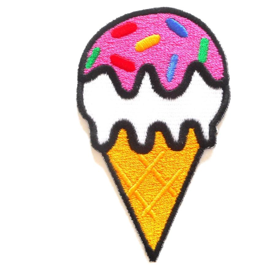 アイロンワッペン ワッペン キュート・ハート アイスクリーム 刺 繍