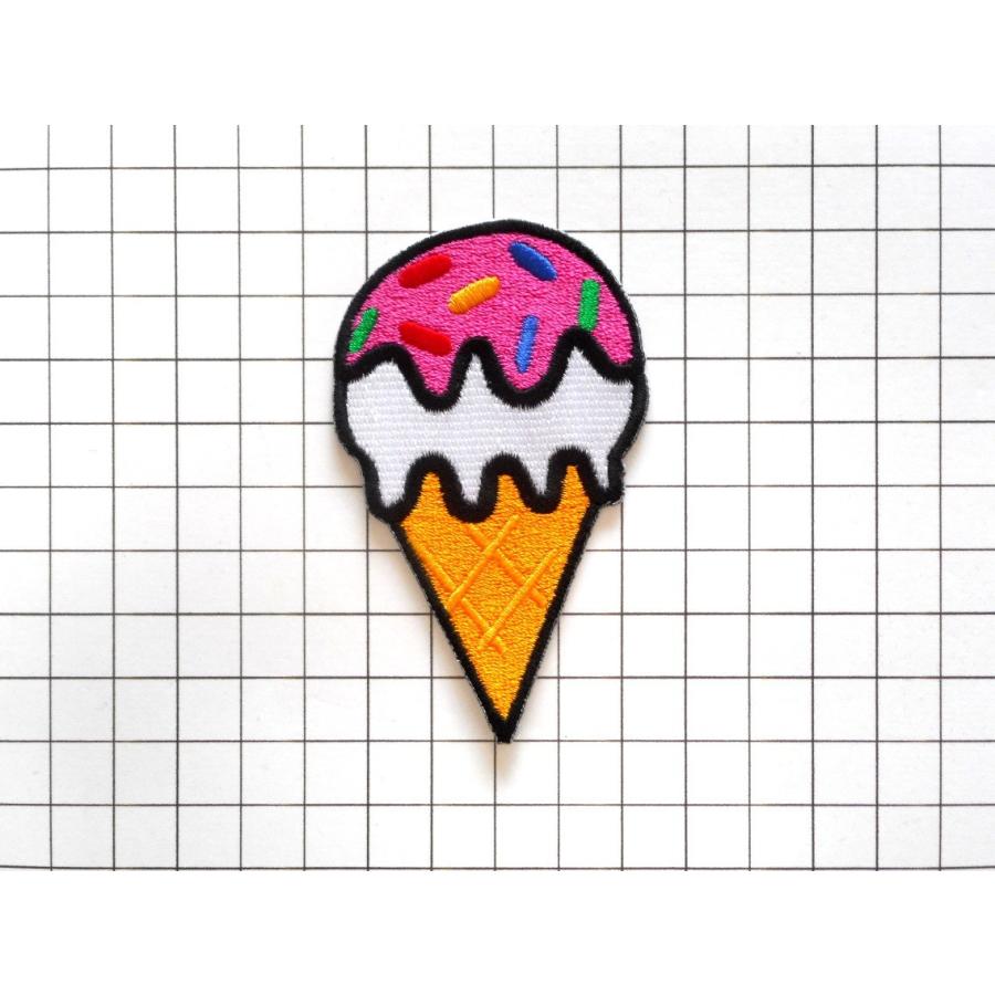 アイロンワッペン ワッペン キュート・ハート アイスクリーム 刺 繍