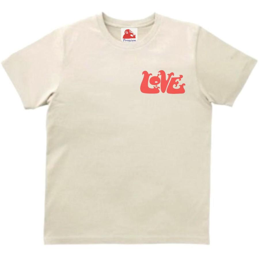 LOVE ラブ 音楽Tシャツ ロックTシャツ バンドTシャツ ライトベージュ