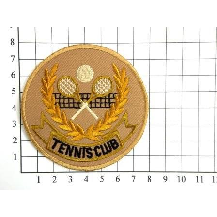 アイロンワッペン ワッペン 丸型ワッペン 刺繍ワッペン TENNIS CLUB  