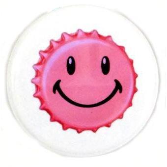 缶バッジ スマイル ピンク ボトルキャップ柄 38mm ピンバッジ