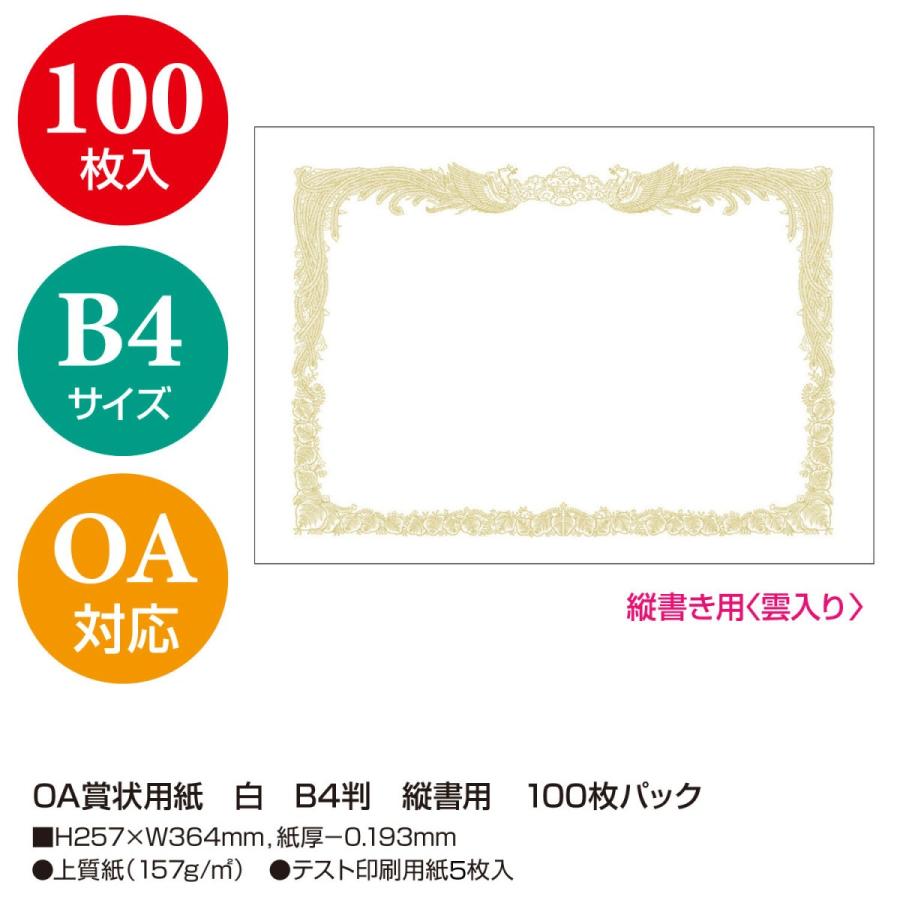 まとめ タカ印 賞状用紙 B4縦書 10 1170 百枚