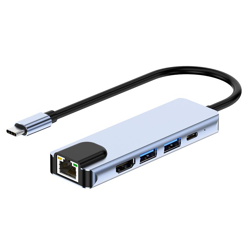 5in1 ハブ ドッキングステーション Lan ポート 1000M ギガ HDMI USB